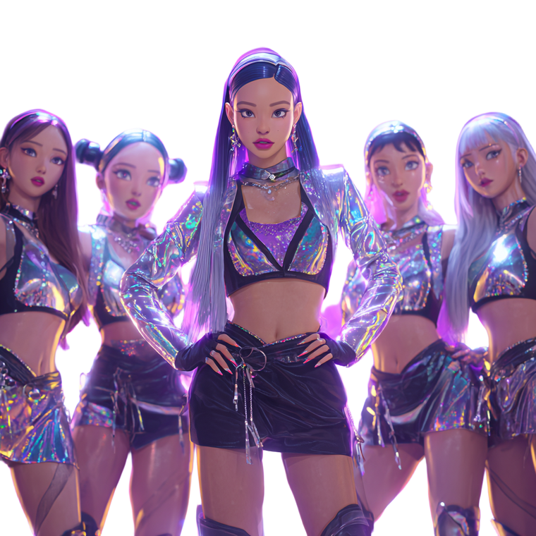 Futuristic K-Pop Idols Vinyl Car Decal Sticker – Waterproof & UV-Resistant 3.4133333333333336"