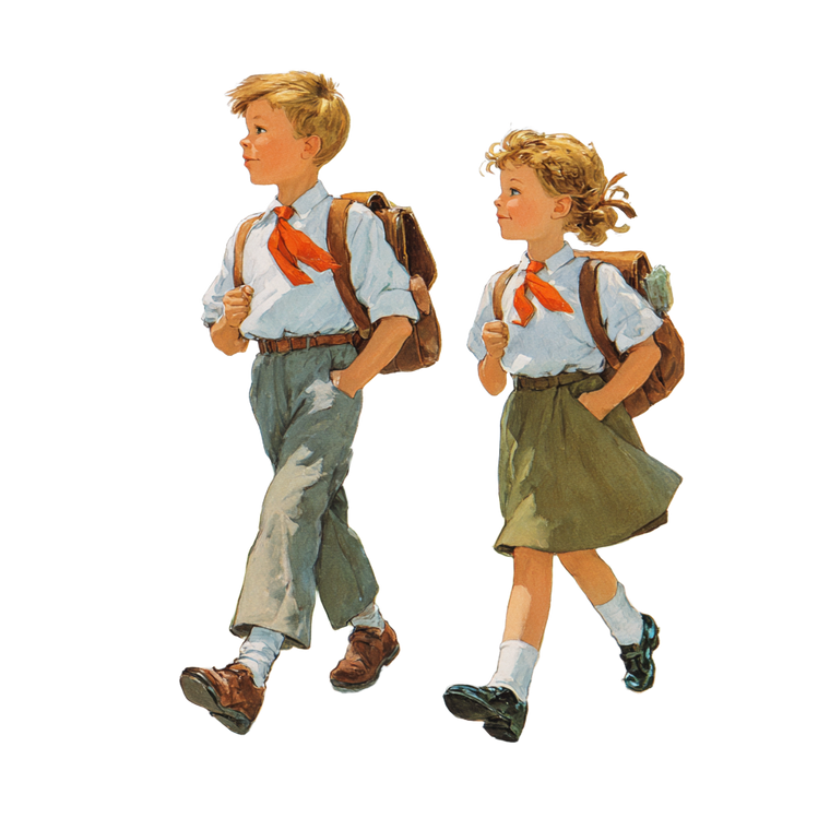 Happy Schoolchildren Walking Vinyl Car Decal Sticker – Waterproof & UV-Resistant 3.4133333333333336"