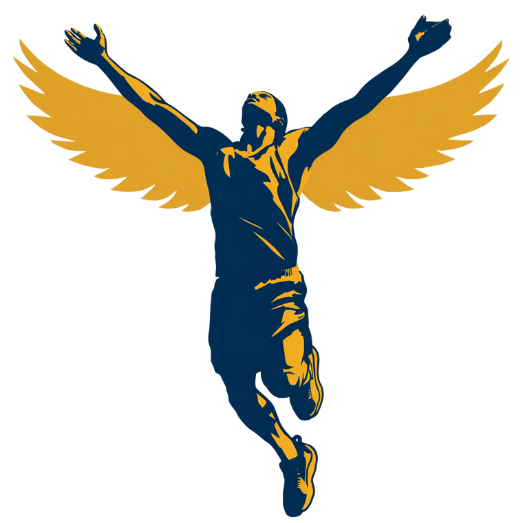 Winged Athlete Silhouette Vinyl Car Decal Sticker – Waterproof & UV-Resistant 3.4133333333333336"