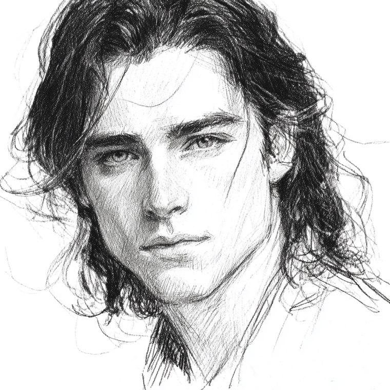 Beautiful Man Sketch Vinyl Car Decal Sticker – Waterproof & UV-Resistant 3.4133333333333336"