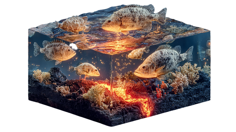 Underwater Volcanic Scene Vinyl Car Decal Sticker – Waterproof & UV-Resistant 2.72"