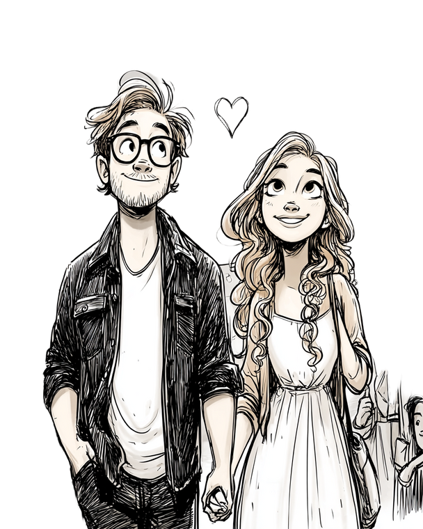 Romantic Evening Stroll Vinyl Car Decal Sticker – Waterproof & UV-Resistant 4.0"