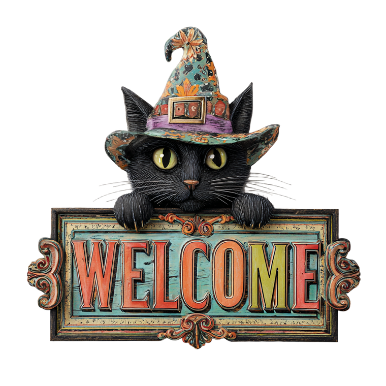 Witch Cat Sign V3 Vinyl Car Decal Sticker – Waterproof & UV-Resistant 3.4133333333333336"