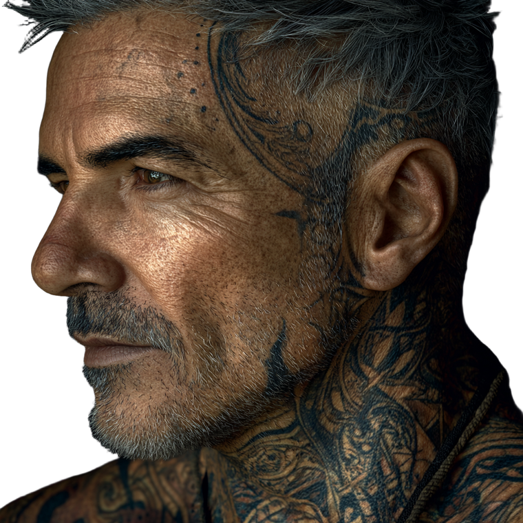 Tattooed Handsome Man Vinyl Car Decal Sticker – Waterproof & UV-Resistant 3.4133333333333336"