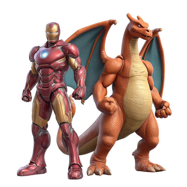 Ironman And Charizard Vinyl Car Decal Sticker – Waterproof & UV-Resistant 3.4133333333333336"