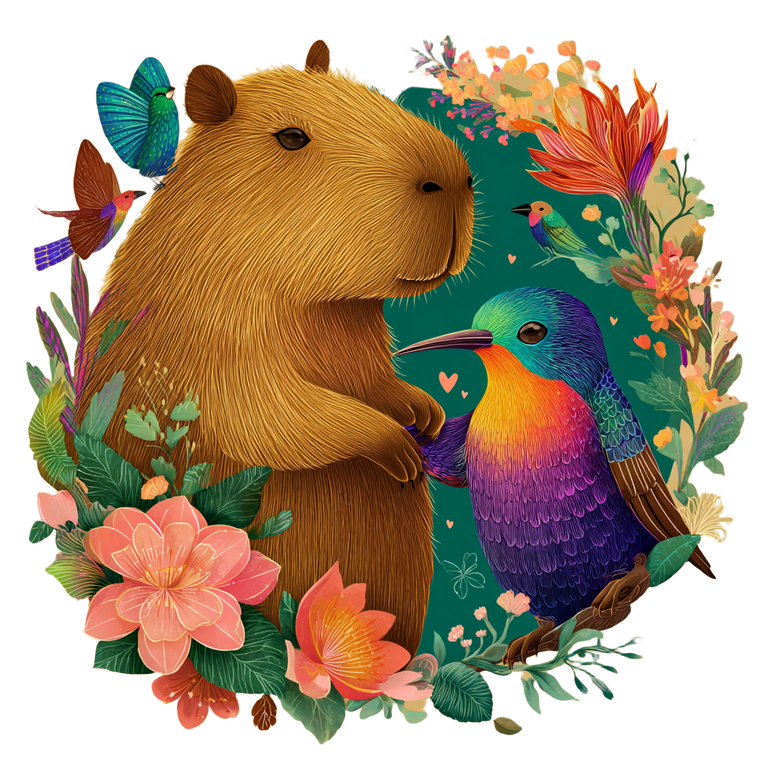 Capybara & Kolibri Love Vinyl Car Decal Sticker – Waterproof & UV-Resistant 3.4133333333333336"
