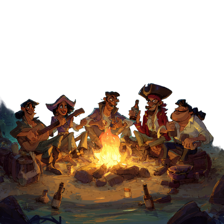 Pirate Campfire Gathering Vinyl Car Decal Sticker – Waterproof & UV-Resistant 3.4133333333333336"