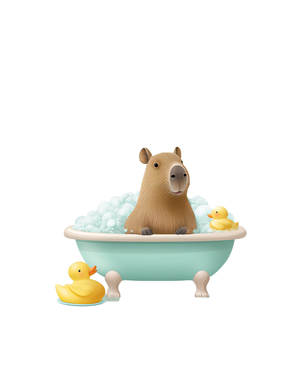 Baby Capybara Bath Vinyl Car Decal Sticker – Waterproof & UV-Resistant 4.0"