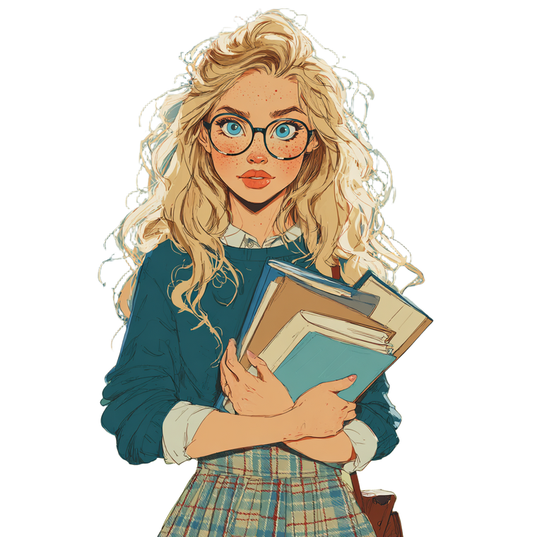 Blonde College Student V2 Vinyl Car Decal Sticker – Waterproof & UV-Resistant 3.4133333333333336"