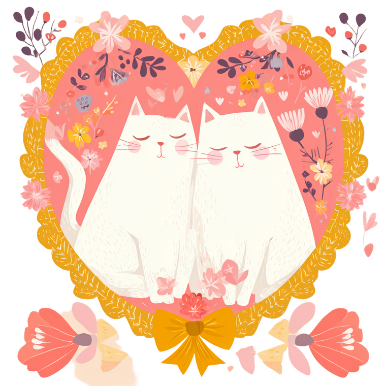 Cute Cat Couple Vinyl Car Decal Sticker – Waterproof & UV-Resistant 3.4133333333333336"