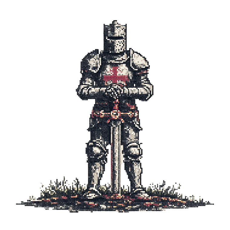 Pixelated Medieval Knight Vinyl Car Decal Sticker – Waterproof & UV-Resistant 3.4133333333333336"