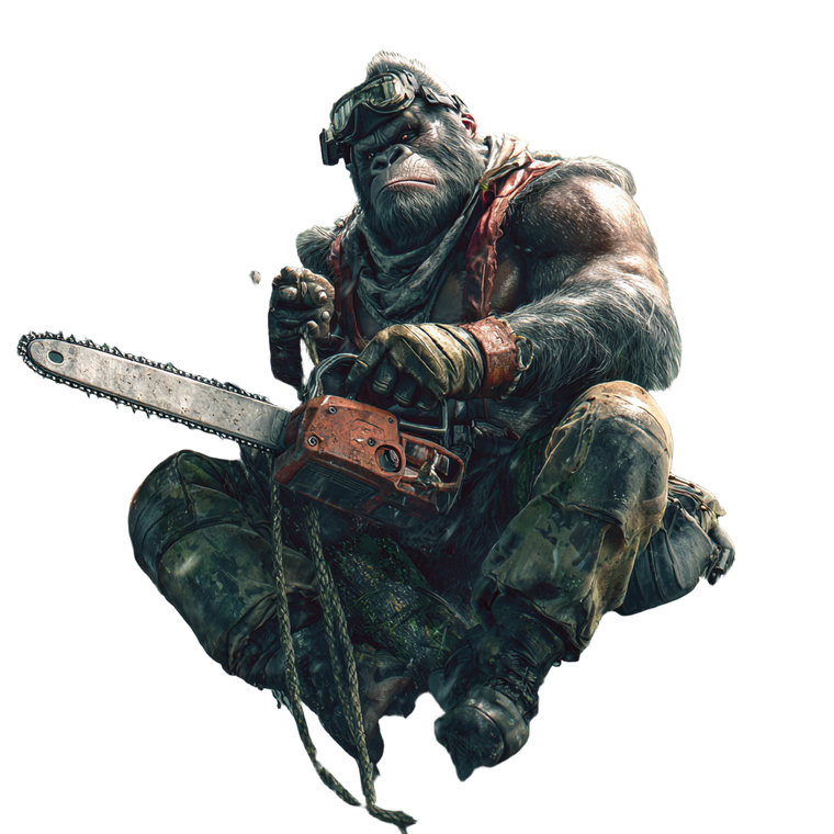 Muscular Gorilla Chainsaw Vinyl Car Decal Sticker – Waterproof & UV-Resistant 6.826666666666667"