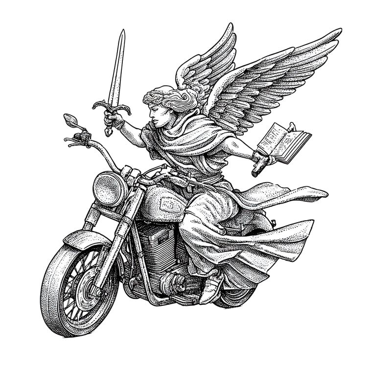 Angel Biker Vinyl Car Decal Sticker – Waterproof & UV-Resistant 6.826666666666667"