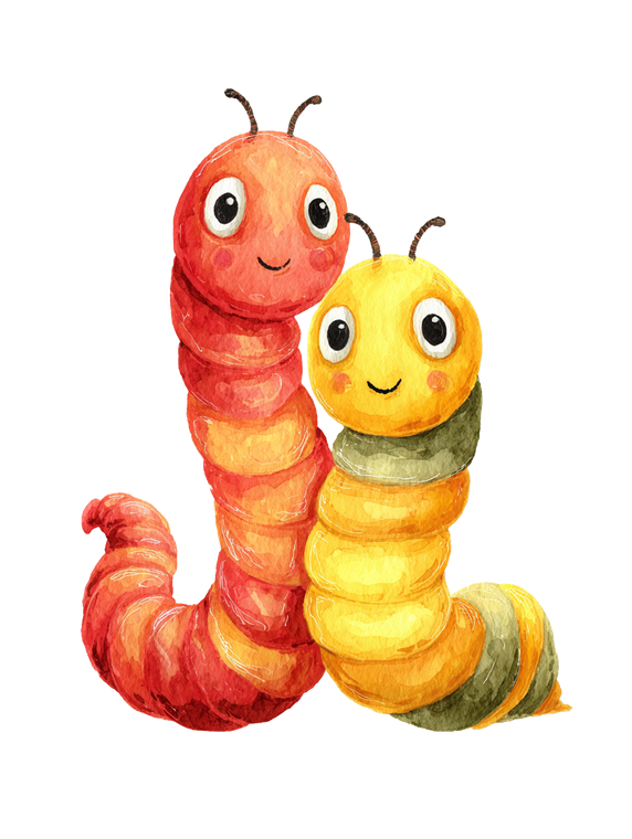 Cartoon Worms Vinyl Car Decal Sticker – Waterproof & UV-Resistant 8.213333333333333"
