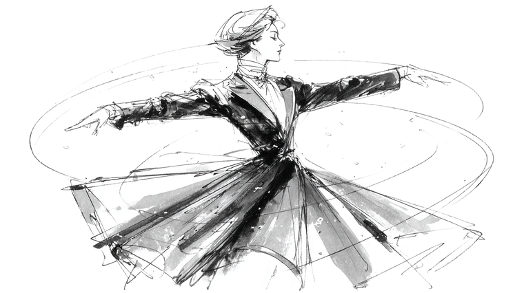 Twirling Dancer Sketch Vinyl Car Decal Sticker – Waterproof & UV-Resistant 2.72"