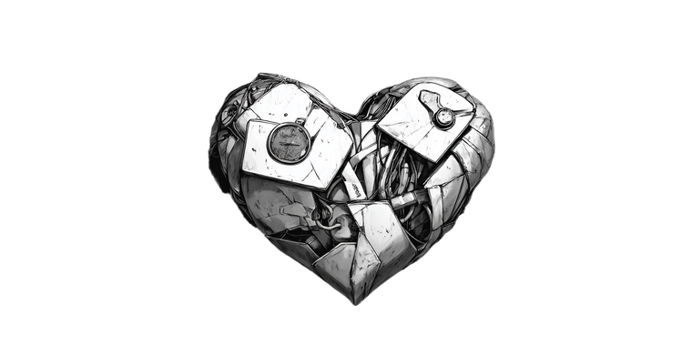 Robotic Metal Heart Vinyl Car Decal Sticker – Waterproof & UV-Resistant 5.12"
