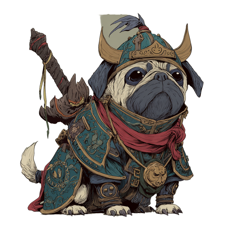 Warrior Pug Vinyl Car Decal Sticker – Waterproof & UV-Resistant 3.4133333333333336"