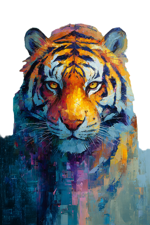 Abstract Tiger Painting V2 Vinyl Car Decal Sticker – Waterproof & UV-Resistant 8.96"