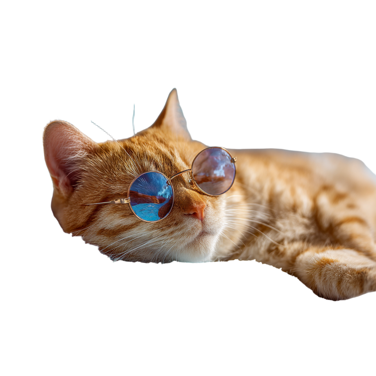Happy Beach Cat Vinyl Car Decal Sticker – Waterproof & UV-Resistant 3.4133333333333336"