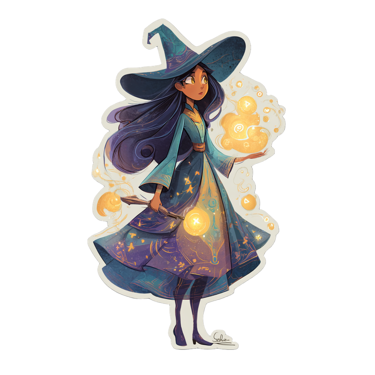 Whimsical Witch Character Vinyl Car Decal Sticker – Waterproof & UV-Resistant 3.4133333333333336"