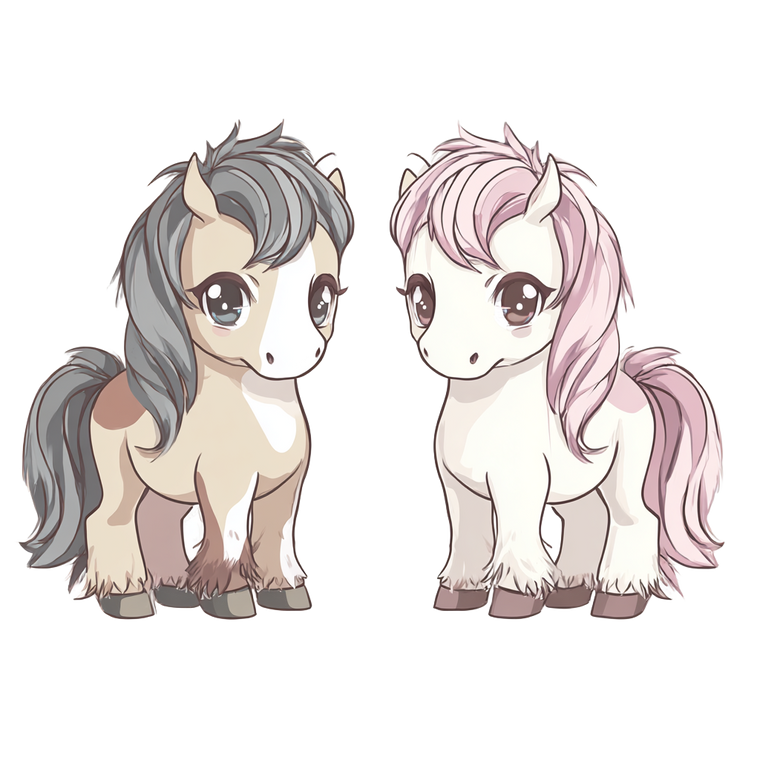 Chibi Horse Mascots Vinyl Car Decal Sticker – Waterproof & UV-Resistant 3.4133333333333336"