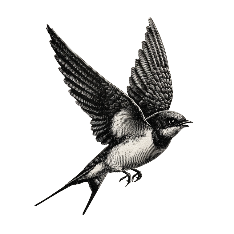 Flying Swallow Tattoo Vinyl Car Decal Sticker – Waterproof & UV-Resistant 3.4133333333333336"