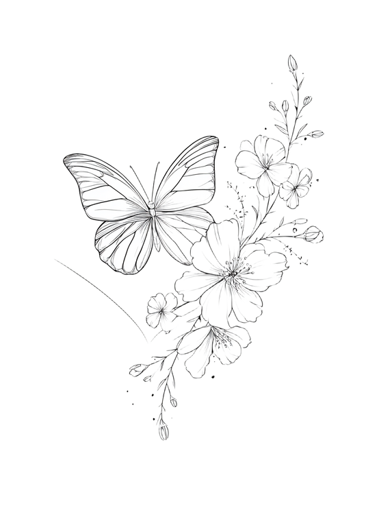 Butterfly Tattoo Design V5 Vinyl Car Decal Sticker – Waterproof & UV-Resistant 4.32"