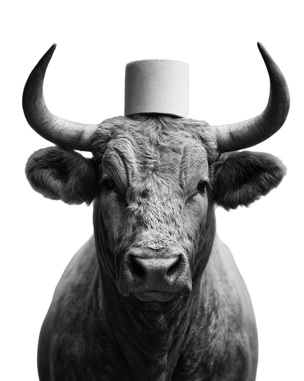 Bull With Toilet Paper Vinyl Car Decal Sticker – Waterproof & UV-Resistant 4.0"