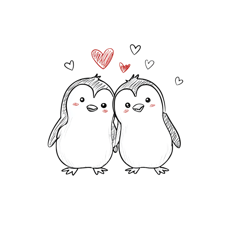 Cute Penguin Couple Vinyl Car Decal Sticker – Waterproof & UV-Resistant 3.4133333333333336"