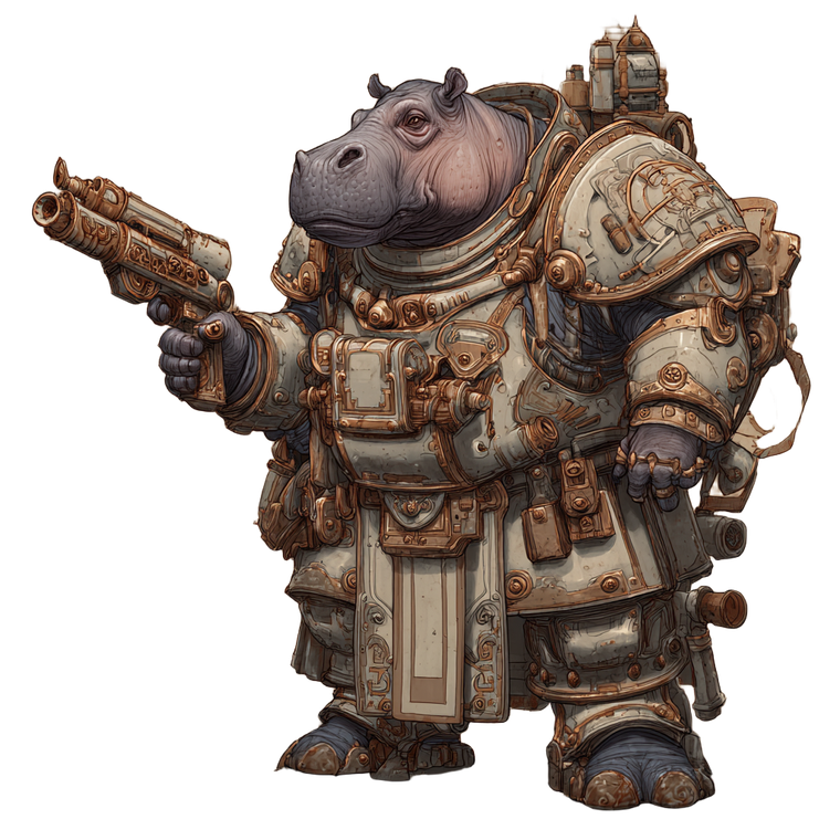 Space Hippo Warrior Vinyl Car Decal Sticker – Waterproof & UV-Resistant 3.4133333333333336"