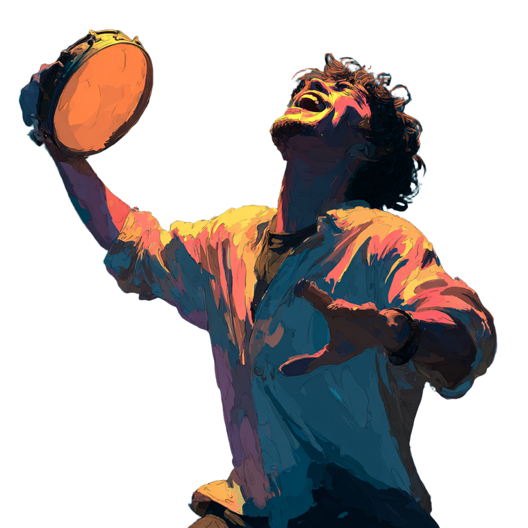 Ecstatic Tambourine Man Vinyl Car Decal Sticker – Waterproof & UV-Resistant 3.4133333333333336"