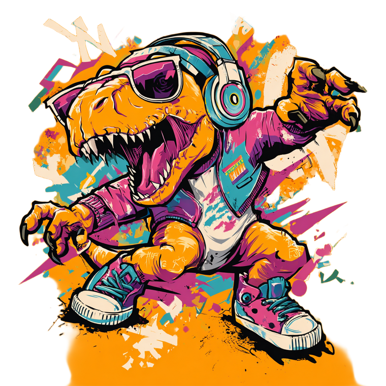 Party Dino Mascot Vinyl Car Decal Sticker – Waterproof & UV-Resistant 3.4133333333333336"