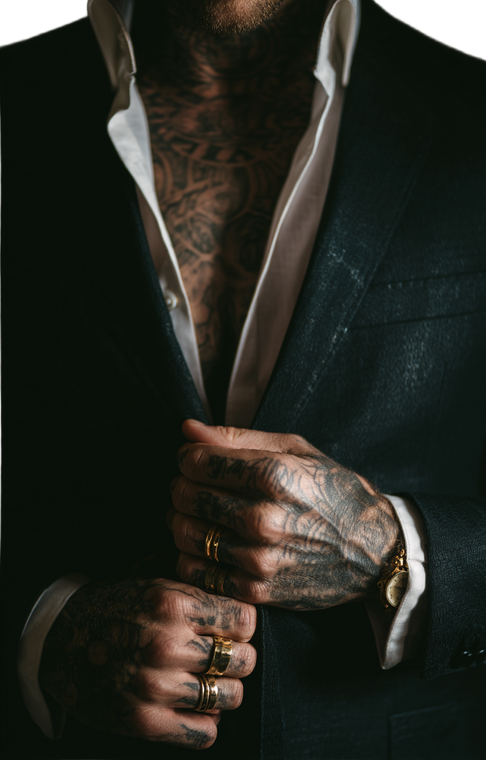 Tattooed Man Adjusting Vinyl Car Decal Sticker – Waterproof & UV-Resistant 4.586666666666667"