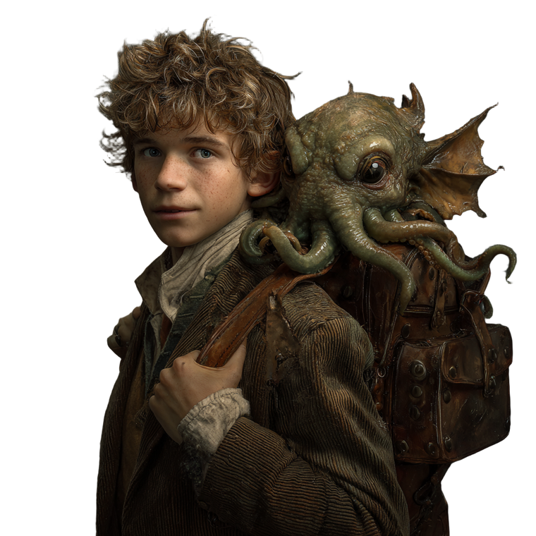 Hobbit With Cthulu Vinyl Car Decal Sticker – Waterproof & UV-Resistant 3.4133333333333336"