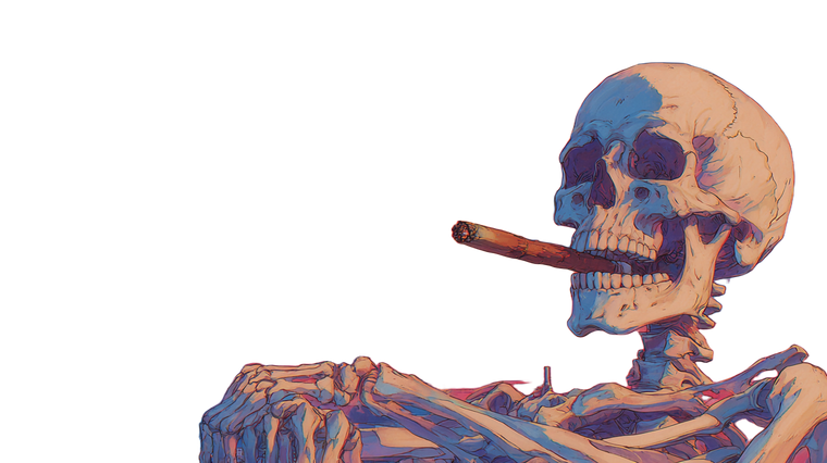 Skull Smoking Cigar V3 Vinyl Car Decal Sticker – Waterproof & UV-Resistant 2.72"