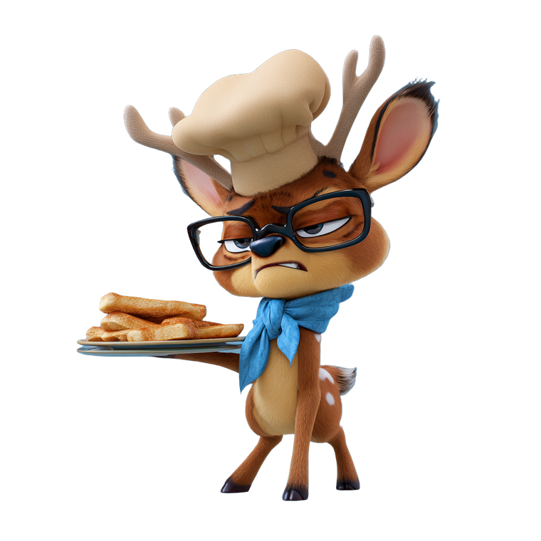 Chef Deer Cartoon Vinyl Car Decal Sticker – Waterproof & UV-Resistant 3.4133333333333336"
