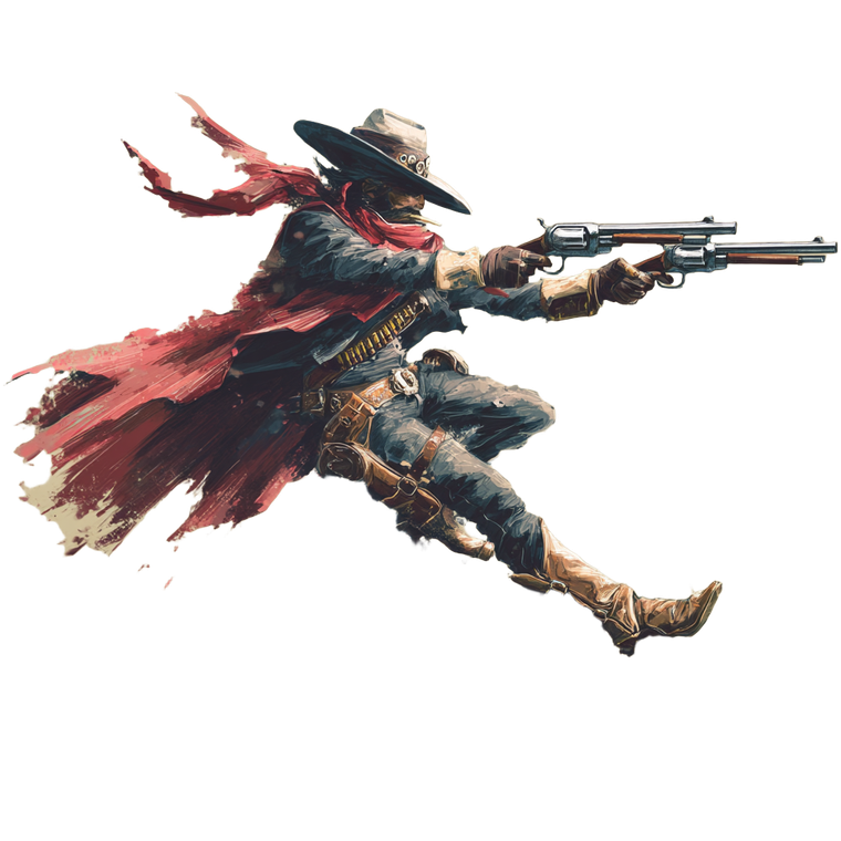 Fantasy Cowboy Shooting Vinyl Car Decal Sticker – Waterproof & UV-Resistant 3.4133333333333336"