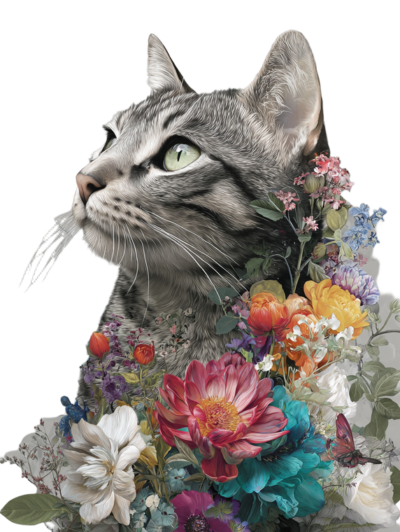 Surreal Cat Portrait V2 Vinyl Car Decal Sticker – Waterproof & UV-Resistant 4.1066666666666665"