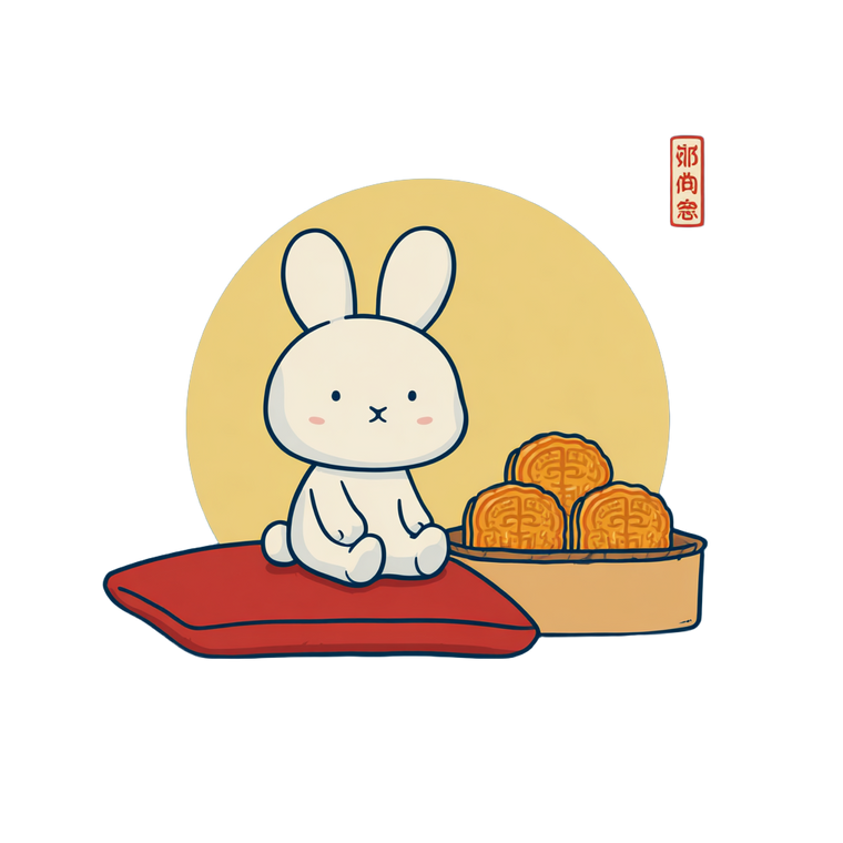Festive Bunny Illustration Vinyl Car Decal Sticker – Waterproof & UV-Resistant 3.4133333333333336"