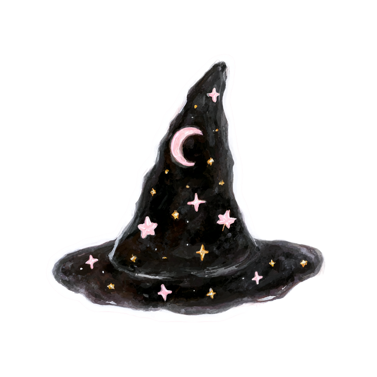 Witch Hat Illustration Vinyl Car Decal Sticker – Waterproof & UV-Resistant 6.826666666666667"