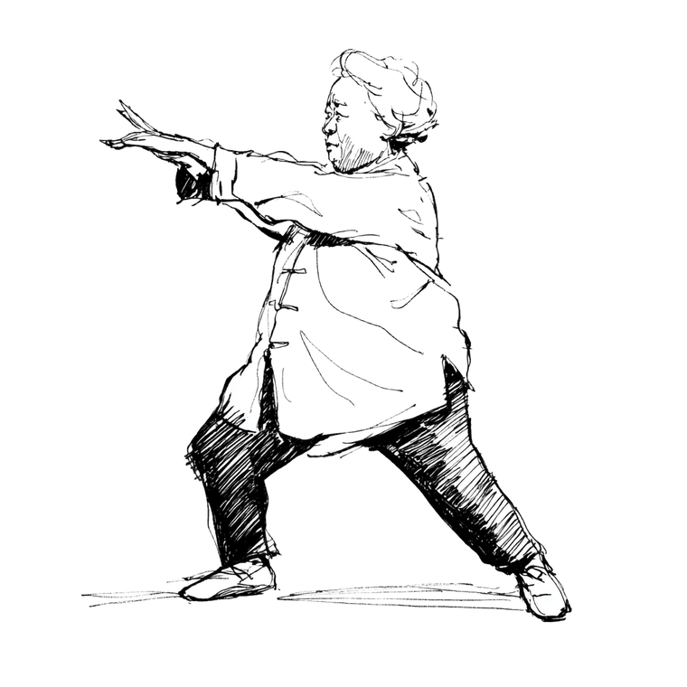 Old Woman Tai Chi Vinyl Car Decal Sticker – Waterproof & UV-Resistant 3.4133333333333336"