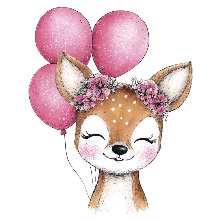 Baby Deer Balloons Vinyl Car Decal Sticker – Waterproof & UV-Resistant 3.4133333333333336"