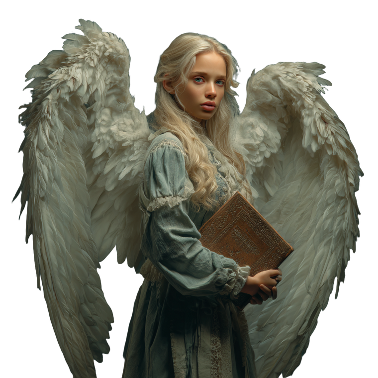 Blonde Angel Holding Book Vinyl Car Decal Sticker – Waterproof & UV-Resistant 3.4133333333333336"