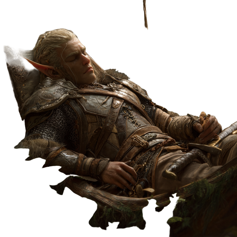 Elven Warrior Resting V2 Vinyl Car Decal Sticker – Waterproof & UV-Resistant 3.4133333333333336"