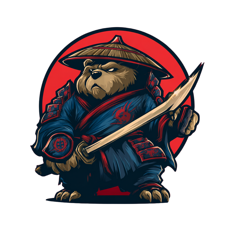 Samurai Bear V5 Vinyl Car Decal Sticker – Waterproof & UV-Resistant 3.4133333333333336"