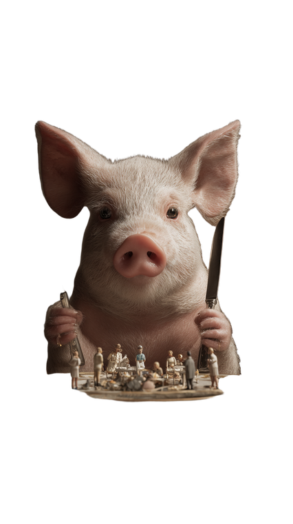 Pig At Dinner Vinyl Car Decal Sticker – Waterproof & UV-Resistant 4.8533333333333335"