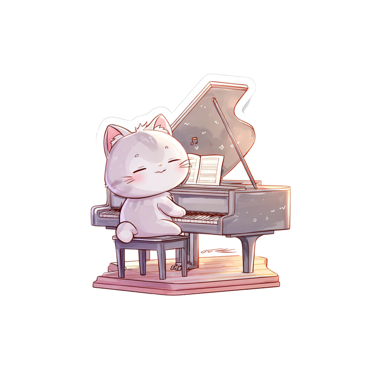 Dreamy Piano Cat Vinyl Car Decal Sticker – Waterproof & UV-Resistant 6.826666666666667"