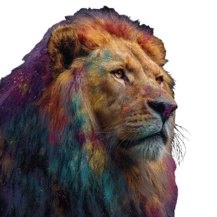 Rainbow Mane Lion Vinyl Car Decal Sticker – Waterproof & UV-Resistant 3.4133333333333336"