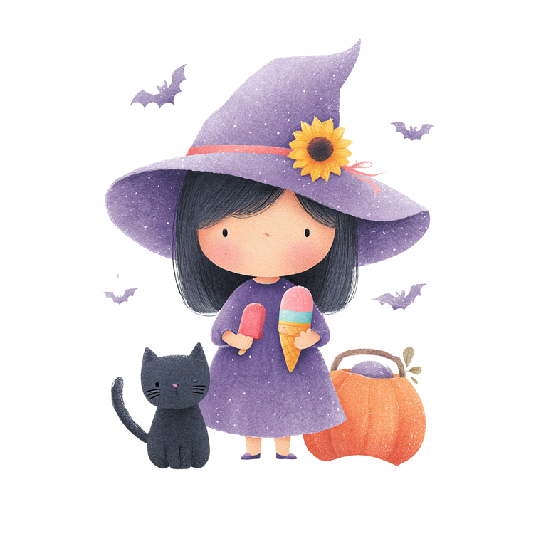 Chibi Witch Girl V2 Vinyl Car Decal Sticker – Waterproof & UV-Resistant 3.4133333333333336"