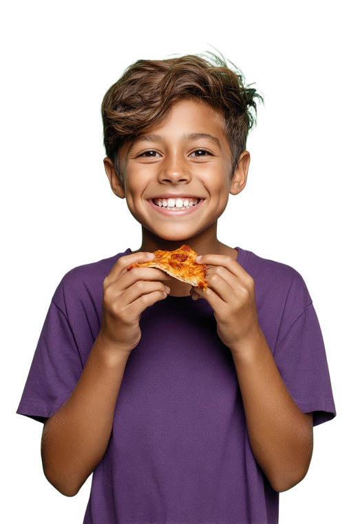 Happy Teen Eating Pizza Vinyl Car Decal Sticker – Waterproof & UV-Resistant 8.96"